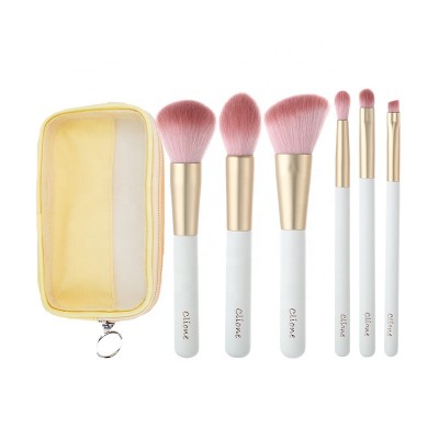 High Quality 6 Pcs Mini Pink Portable Cosmetics Makeup Brushes Set